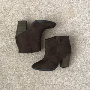 Brown suede booties